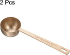 HARFINGTON 2pcs Coffee Scoop Spoon 2tbsp (6tsp, 30ml) 304 Stainless Steel Long Handle Teaspoon/Tablespoon Measuring Spoons Scoops for Tea Sugar Kitchen, Rose Gold