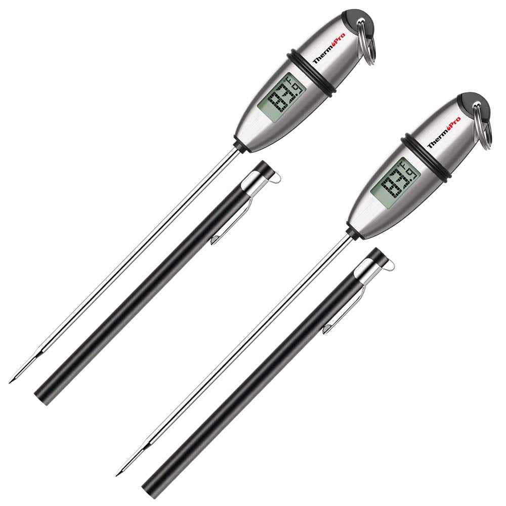 ThermoPro TP02S (2 Pack) Instant Read Meat Thermometer Digital Cooking Food Thermometer with Super Long Probe for Grill Kitchen Sourdough Liquids Oil Bread Baking Yogurt Candy Making Accessory