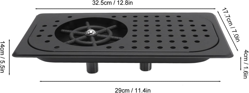 Glass Rinser Cup Washer 304 Stainless Steel Drain Drip Tray Hose Washing Equipment Coffee Shop Bar Glass Sink Rinser (Black A)