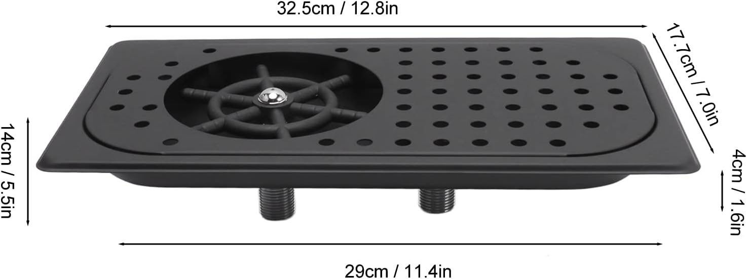 Glass Rinser Cup Washer 304 Stainless Steel Drain Drip Tray Hose Washing Equipment Coffee Shop Bar Glass Sink Rinser (Black A)