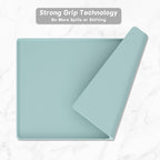 Rnivvi Silicone Coffee Mat, 16" x 24" Waterproof Raised Edge Coffee Bar Mats for Espresso Machine Station Accessories, Heat Resistant Dish Drying Pad for Kitchen Counter, Bar Decor Pad, Shadow Green