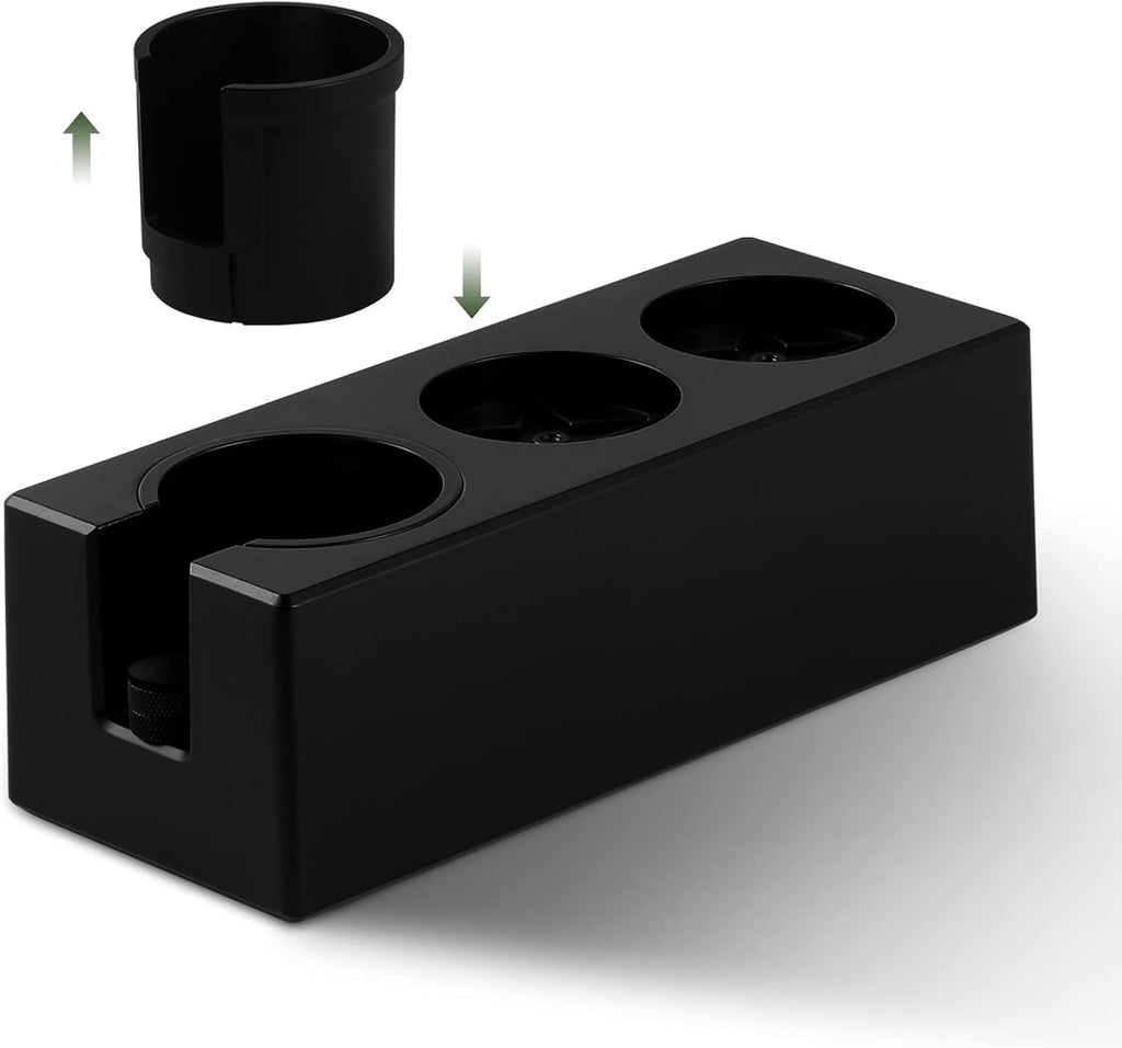 MHW-3BOMBER Espresso Tamping Station, 4 in 1 Tamper Station for Storage 51-58mm Portafilter, Distributor and Espresso Accessories,ABS Portafilter Holder,Black,CH6719