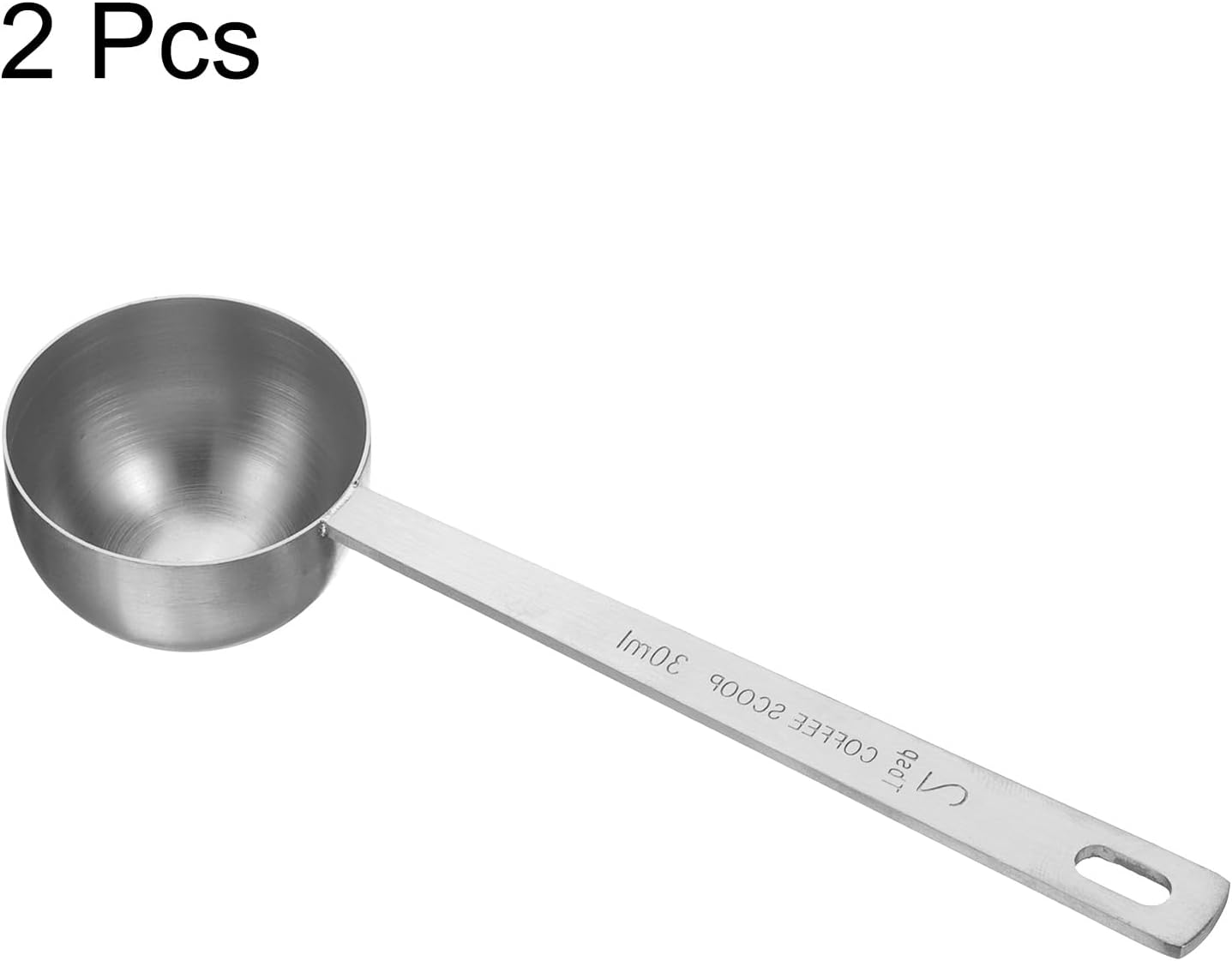 HARFINGTON 2pcs Coffee Scoop Spoon 2tbsp (6tsp, 30ml) 304 Stainless Steel Long Handle Teaspoon/Tablespoon Measuring Spoons Scoops for Tea Sugar Kitchen, Silver
