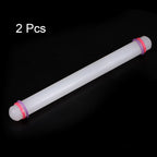 HARFINGTON 2pcs Fondant Rolling Pin 13 Inch x 0.98 Inch Adjustable Guide Rings Non-Stick PP Plastic Fondant Roller Dough Roller Kitchen Decorating Tools for Cookie Pastry Pizza Clay