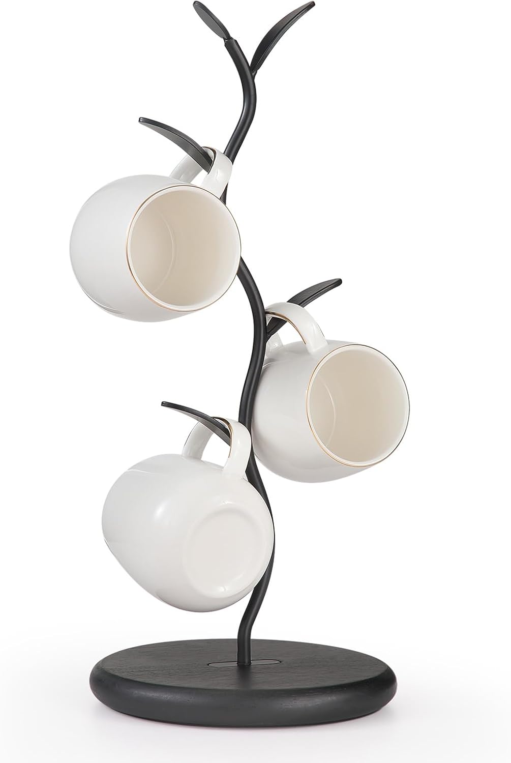 Mug Holder, Countertop Mug Tree, Coffee Mugs & Tea Cup Storage Rack, Coffee Counter Bar Accessory & Kitchen Organizer (Midnight Black)