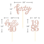 Rose Gold Glitter 40th Birthday Cupcake Toppers 40th Birthday Celebrating Party Decorations - Set of 24