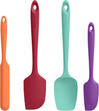 High Heat Resistant Silicone Spatula: U-Taste 600ºF Hot-Proof Food Grade Rubber Kitchen Baking Scraper, Flexible and Sturdy Cooking Utensil for Mixing Scraping in NonStick Cookware (4PCS, Multicolors)
