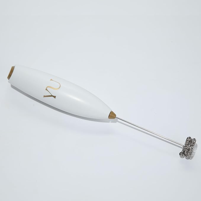 Yu Tea Handheld Electric Milk Frother with Stand | Dual Whisk Frother for Matcha, Sencha, Hojicha, Genmaicha Powder | Quick Mix for Lattes, Smoothies & Baking | AA Batteries Required
