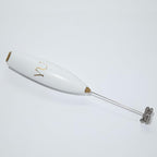 Yu Tea Handheld Electric Milk Frother with Stand | Dual Whisk Frother for Matcha, Sencha, Hojicha, Genmaicha Powder | Quick Mix for Lattes, Smoothies & Baking | AA Batteries Required