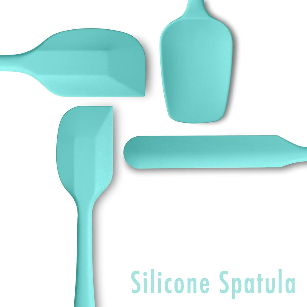 4 Piece Silicone Spatula Set, Flexible Heat Resistant Non-scratch Baking Cooking Rubber Spatulas with Stainless Steel Core, Aqua Sky