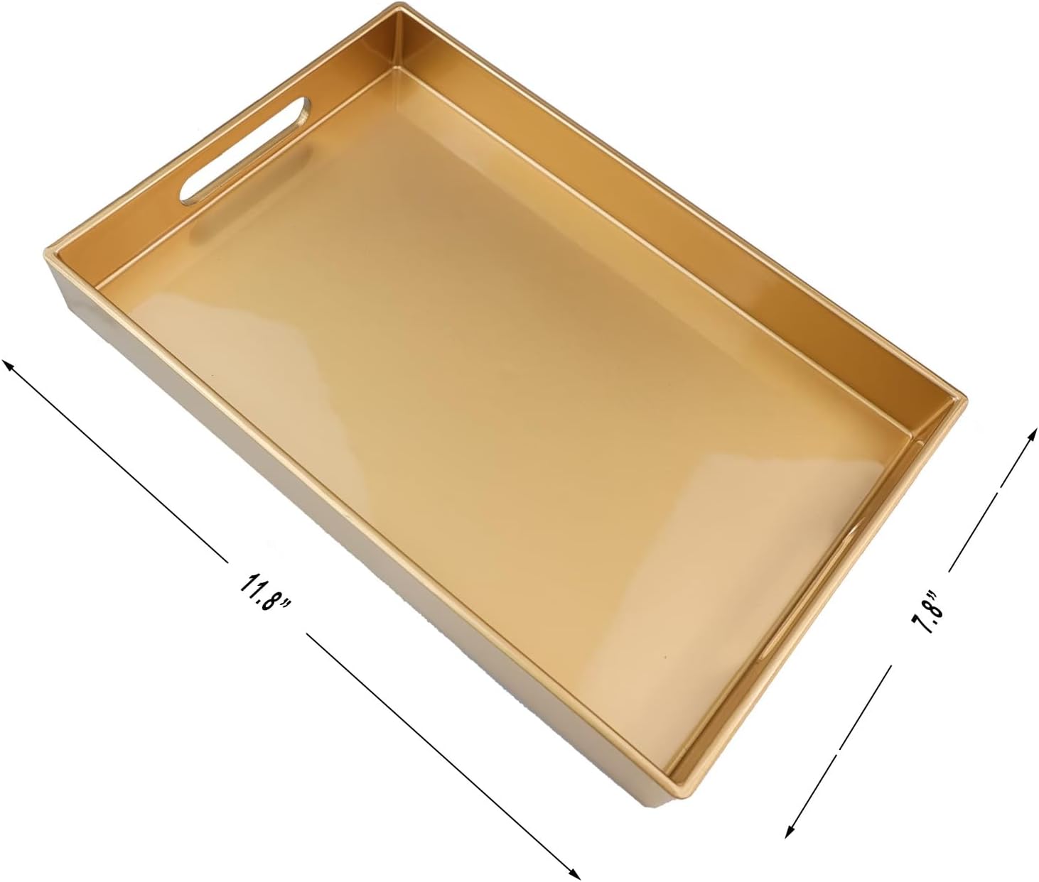 Spsyrine Gold Bathroom Vanity Tray with Handles for Dresser Tops, Countertop, Perfume Decorative Tray, 11.8” * 7.87” *1.37”