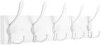 Coat Rack Wall Mount Coat Hooks Wooden Hat Rack for Wall Hooks Pine Real Wood Plank 16.9" White Coat Hanger with 5 White Triple Hooks for Hanging Coat Hat Jacket