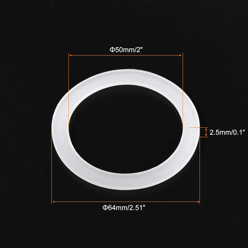 MECCANIXITY Gasket Seal Coffee Maker White Silicone Ring Replacement 50x64x2.5mm for 3-Cup Aluminium Coffee Pot, Pack of 5