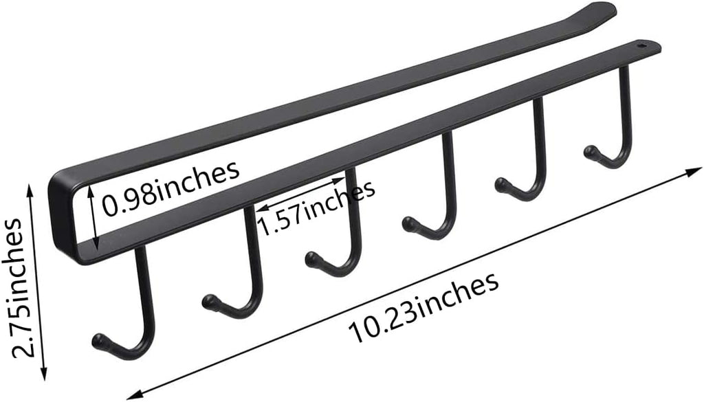 eywlwaar Mug Cups Cabinet Mug Hooks Kitchen Storage Hanging Hooks (4 Pack-Black)