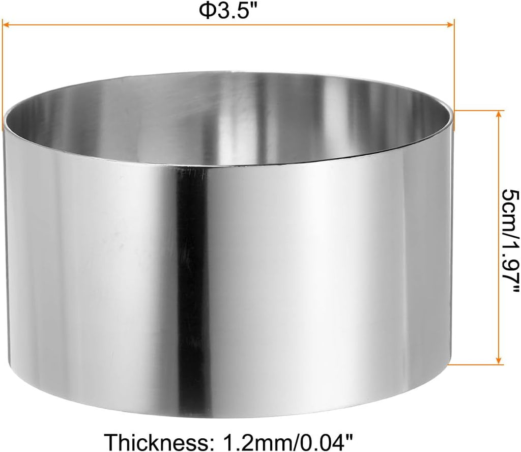HARFINGTON Round Cake Ring 3.5 x 2 Inch Seamless Stainless Steel Pastry Mousse Dessert Ring Mirror Coating for Baking Cooking Making Tool