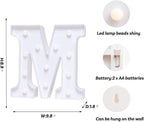 Foaky LED Letter Lights Sign Marquee Light Up Letters Sign for Night Light Wedding/Birthday Party Battery Powered Christmas Lamp Home Bar Decoration(M Sign)