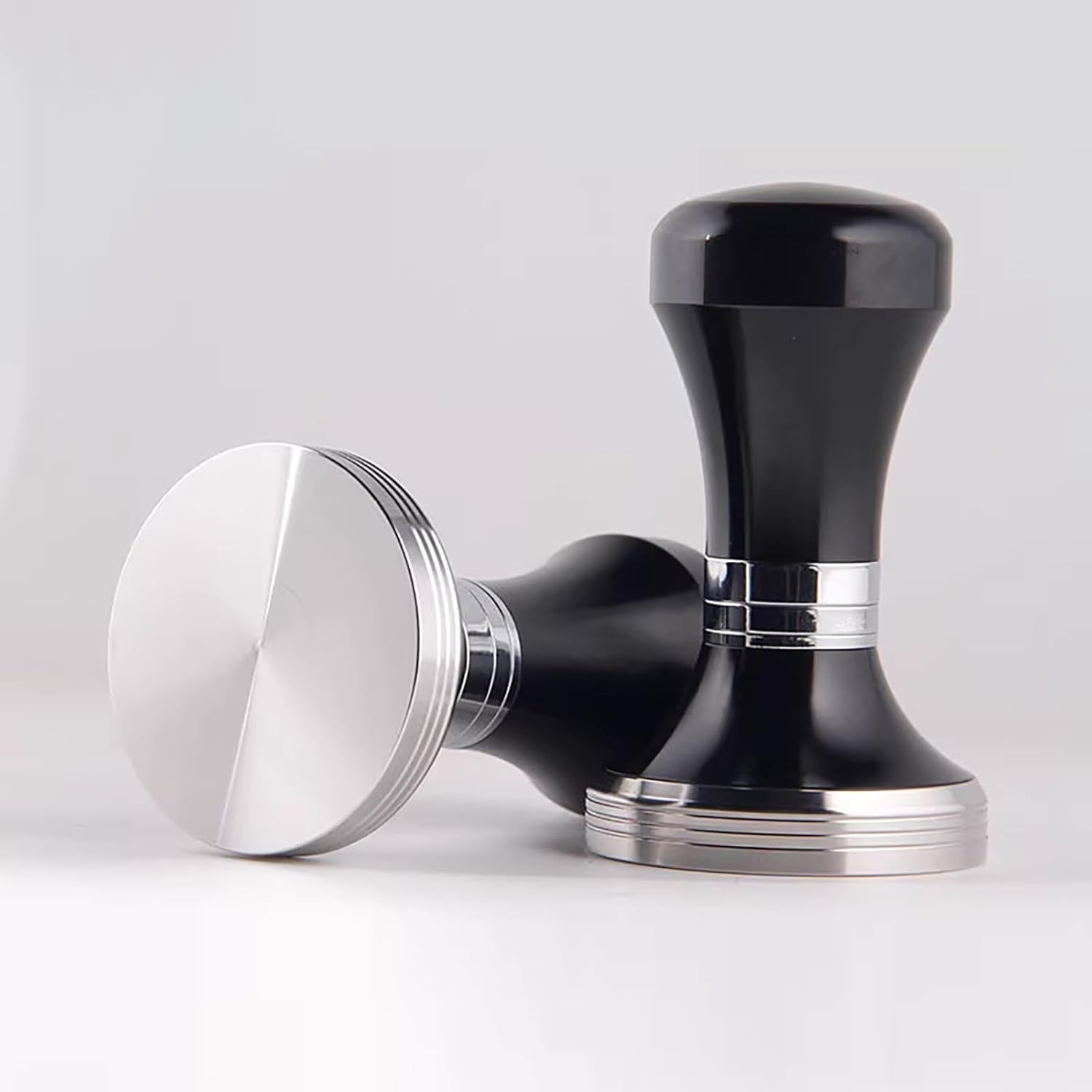 MOJAE 58mm Espresso Tamper with 304 Stainless Steel Flat, Coffee Tamper for 58mm Portafilters (Black)