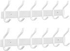 White Wall Hooks Heavy Duty, 17 Inch Coat Hooks Wall Mount with 6 Hooks,2 Packs Wall Hooks Hangers for Entryway, Bathroom - for Hanging Backpack, Bag, Coat, Purse, Hat, Towel, Clothes