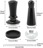 51mm Espresso Accessories Kit:Spring Loaded Calibrated Tamper,WDT Tool Espresso,Magnetic Dosing Funnel,Distribution Needle,Latte Art Pin,Fits Espresso Coffee Machines