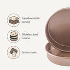Non Toxic Nonstick 9 inch Round Cake Pans Set of 2 | Quality Non Stick 9 inches Layer Circle Cake Pan 2 inches Deep | Best 9in Baking Pan PFOA, BPA free Nontoxic | 9inch 9inches Cake Pans Set