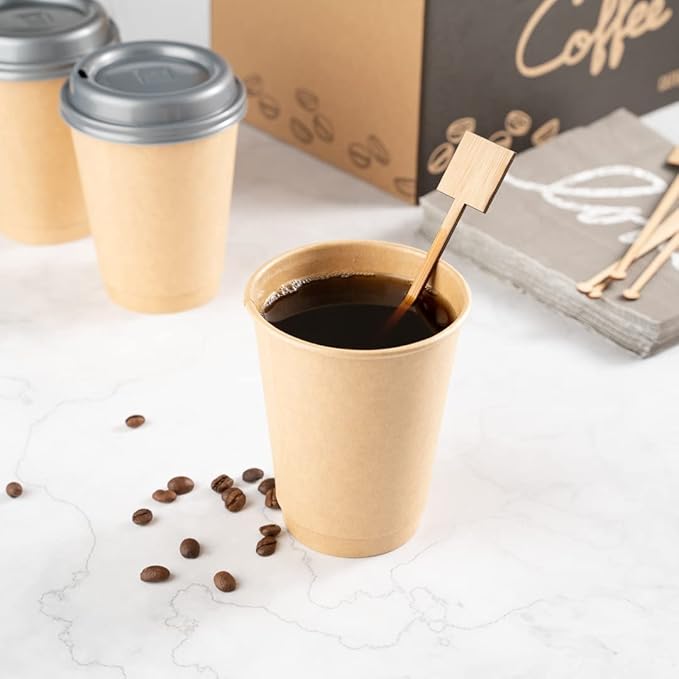 Restaurantware 7 Inch Coffee Stirrers 100 Disposable Coffee Stir Sticks - Square Top Sturdy Natural Bamboo Drink Stirrers Stirrers For Hot and Cold Beverages Break-Resistant