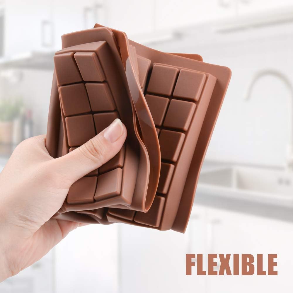 4-PACK Chocolate Bar Molds - Silicone Break Apart Protein and Engery Bar Candy Chocolate Molds
