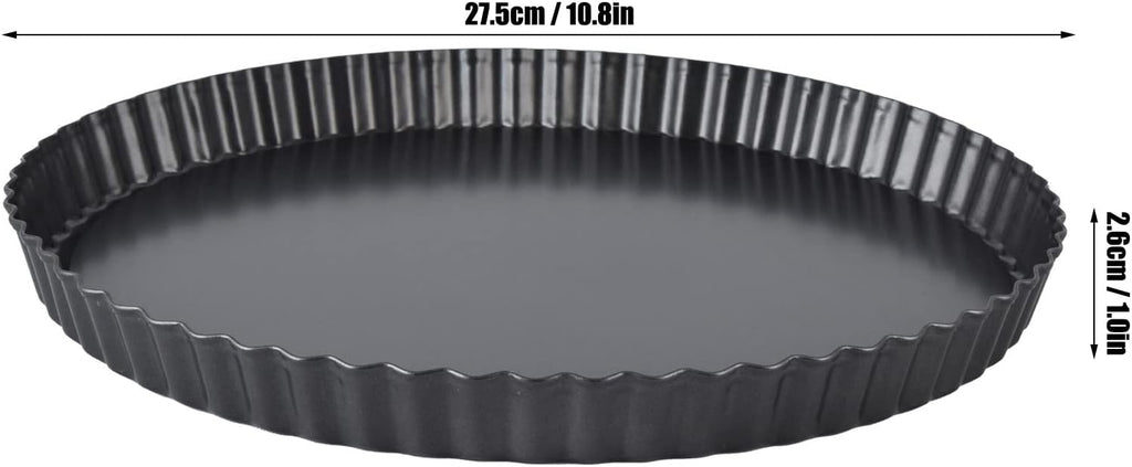 Fluted Tart Pan with Removable Bottom, Carbon Steel Round Tart Pan, Deep Baking Dish Pie Plate for Cakes Pies ([Thickened] 11-inch live bottom pie plate)
