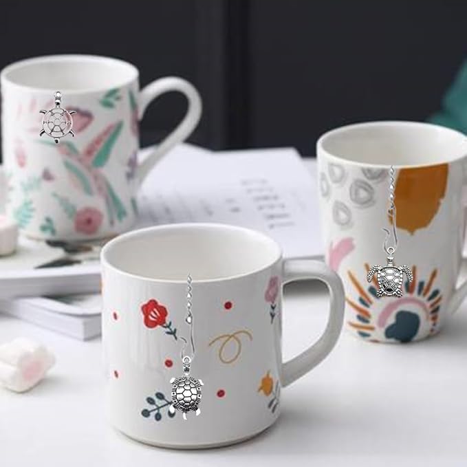 Tea Infusers for Loose Tea 3 Sets Tea Infuser Loose Leaf Tea Steeper Tea Stainless Steel Ball Mesh Tea Strainer Filters with Crtstal Pendant (Metal Turtle)