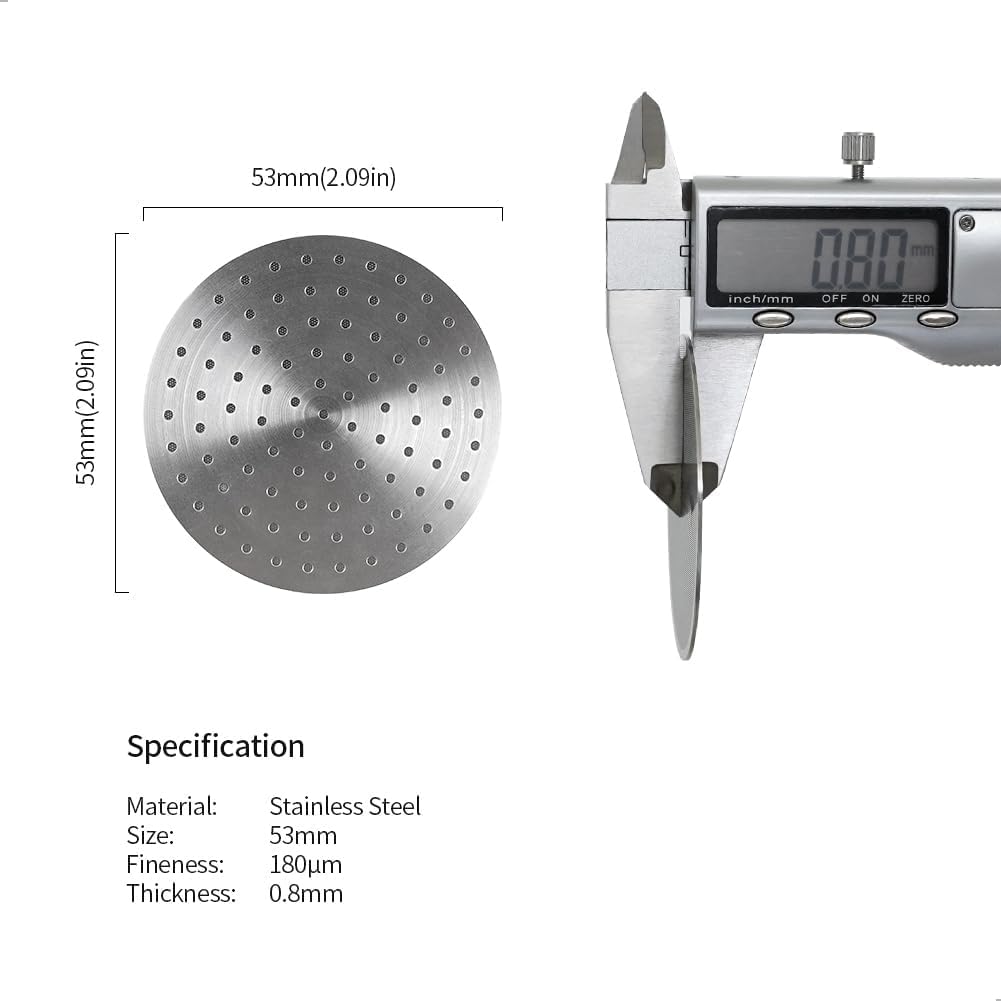 watchget 53 Espresso Puck Screen - 0.8mm Thickness Espresso Screen Double-layer Lower Shower Screen with Magnetic Nail Metal Reusable Filter for 54mm Protafilter Basket Stainless Steel Coffee Filter