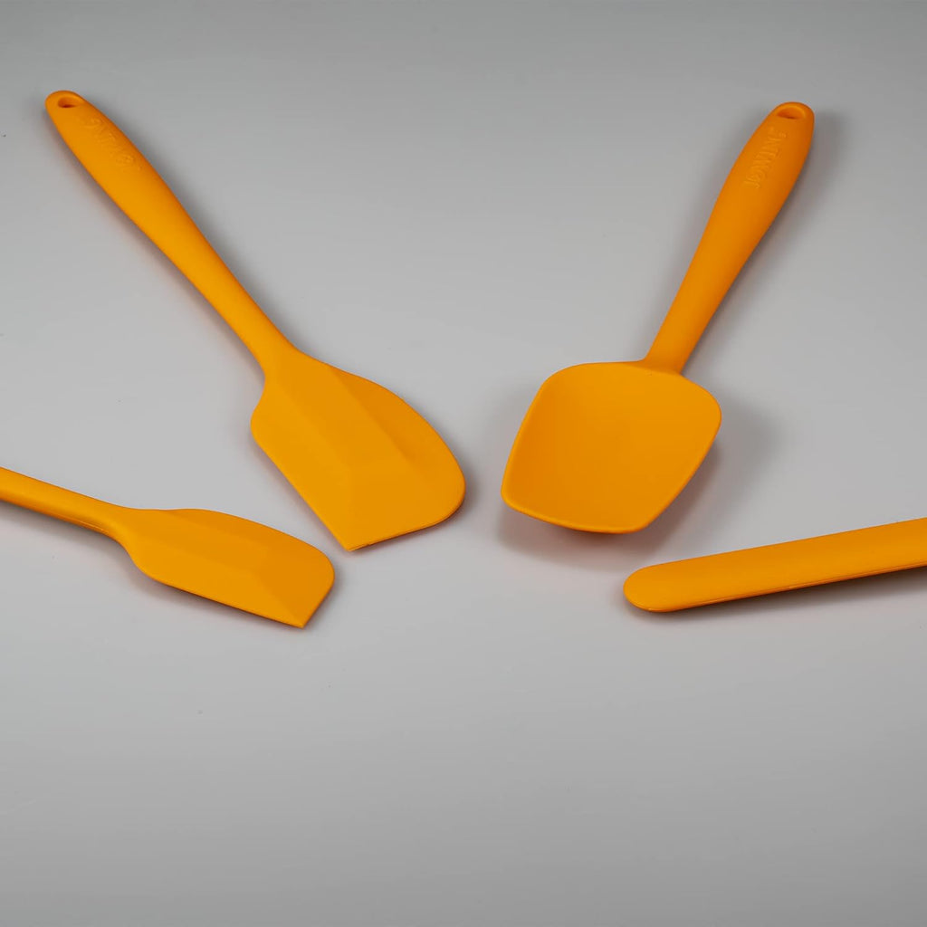 4 Piece Silicone Spatula Set, Flexible Heat Resistant Non-scratch Baking Cooking Rubber Spatulas with Stainless Steel Core, Orange