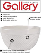 TTU Tabletops Gallery Hobnail Style 4 Piece Classic White Stoneware Nesting Mixing Bowl Set for Baking and Cooking