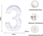 Foaky Decorative Led Marquee Light Up Number, Marquee Light Up Number Sign for Night Light Wedding Birthday Party Christmas Home Bar Decoration Number(3)