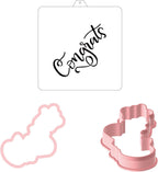 Congrats Hand Lettered Stencil and Cookie Cutter, Cookie Stencil, Cutter Stenci(Congrats)