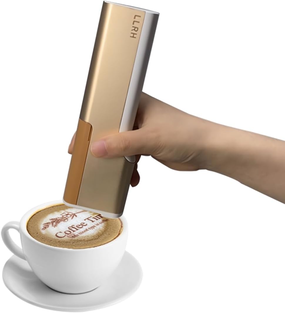 LLRH Latte Art Food PrintPen DIY Image for Coffee Beer Cocktails Macaron Cookie, Bluetooth, for Home, Small Shops (Brown)
