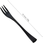 JASHII 18/10 Stainless Steel 4 Piece Mirror Polished Black Cake Fork Pie Fork Black Server Utensil Set 15.1CM