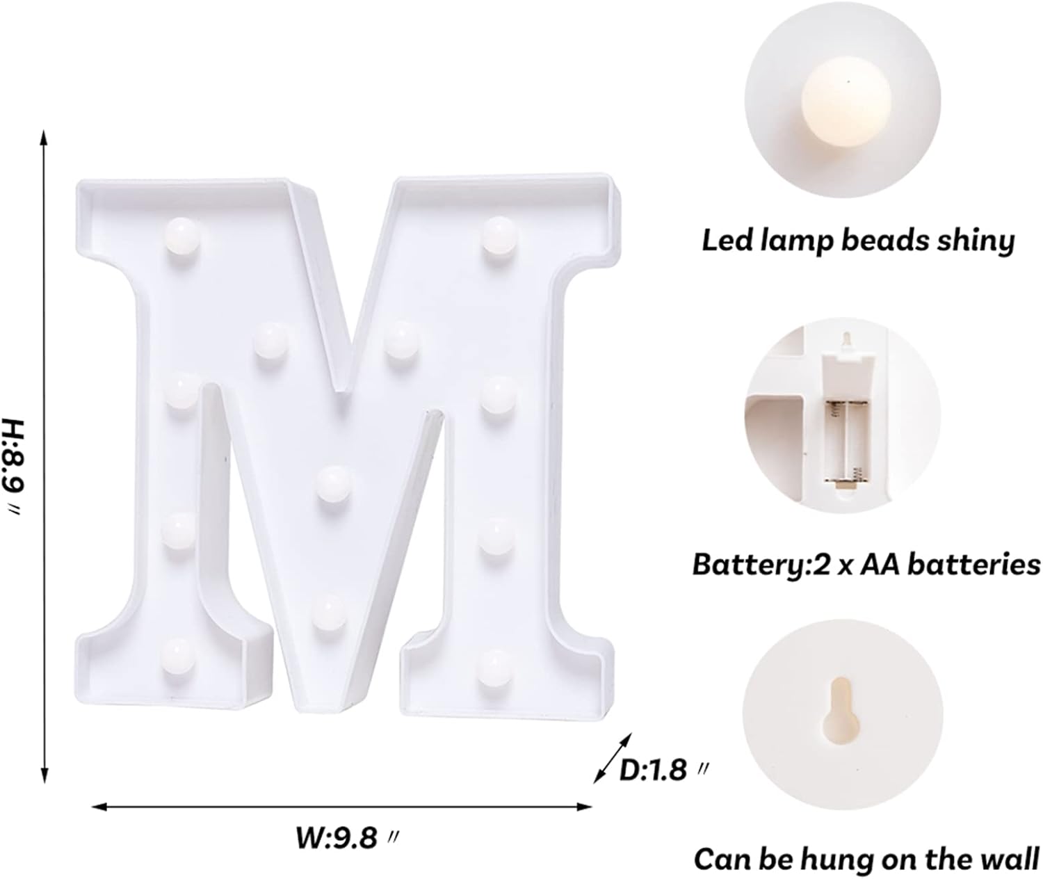 Foaky LED Letter Lights Sign Marquee Light Up Letters Sign for Night Light Wedding/Birthday Party Battery Powered Christmas Lamp Home Bar Decoration(M)