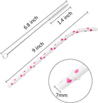 50 Pack Bent Reusable Straws, BPA-Free, 9" Colorful Hard Plastic Stripe Drinking Straw for Mason Jar Tumbler, Family or Party Use With Cleaning Brush