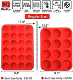 Walfos Silicone Muffin Pan Set - Regular 12 Cups Silicone Muffin Pan and Mini 24 Cups Cupcake Pan - BPA Free and Dishwasher Safe, Great for Making Muffin Cakes, Tart, Bread