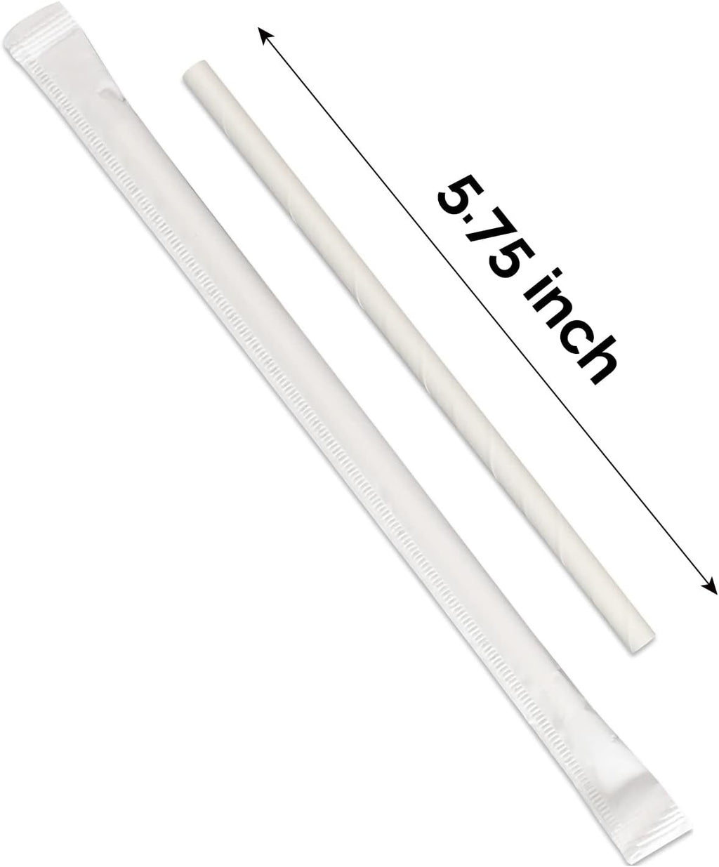 [400 Pack] Compostable Short Paper Straws Individually Wrapped, 5.75" x 0.24", Dye-free White - Great for Kids, Milk Cartons, Cocktail & Coffee