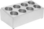 DYNAMI 8-Compartment Stainless Steel Utensil Holder,Commercial Perforated Silverware Holder,Cylinder Silverware Utensil Holder Flatware Organizer Countertop,for Restaurant Kitchen(8-Compartment)