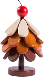 Wooden Apple top 4-Piece Christmas Tree Coaster Set, Suitable for hot Dishes, Coffee, hot Water Cups, Home Restaurant Coasters, Heat-Resistant and Heat-Resistant mats, Holiday Table Decorations