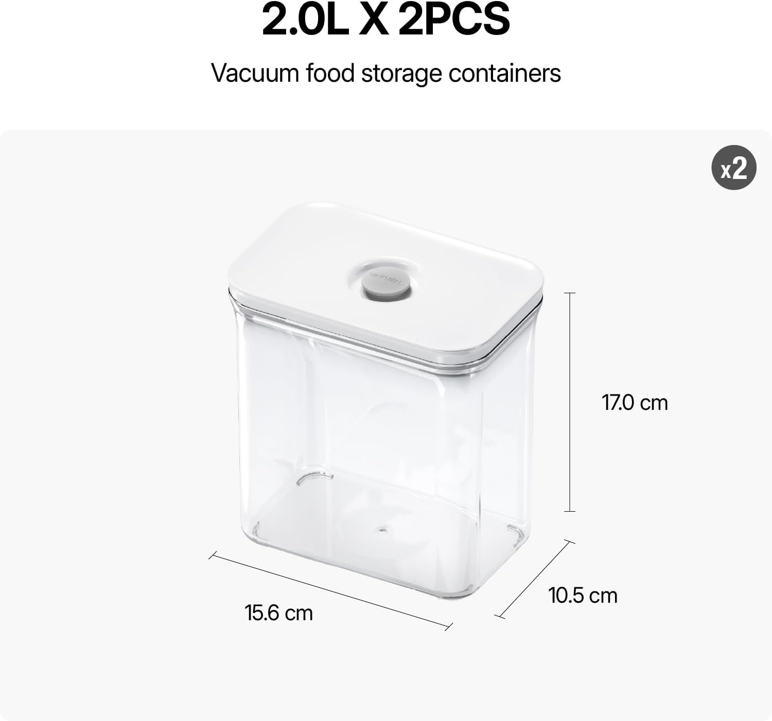 Premium Airtight Food Storage Containers, Rectangular 2PC-SET(2.11qt), Smart One-Click Seal Lid, 100% Leak Proof, Keep Food Fresh Longer, BPA-FREE, Dishwasher/Freezer & Microwave Safe