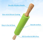 Ewinever 1Set Rolling Pin Pastry Mat Set Non-Stick 6 in 1 Dough Roller Baking Kit with Pastry Cutter Reusable Kneading Mat Scraper Basting Brush