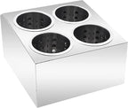 DYNAMI Stainless Steel Kitchen Utensil Holder with 4 Compartments,Commercial Silverware Sorter Silverware Utensil Holder,Perforated Caddy Drying Rack Flatware Organizer Countertop,for Buffets