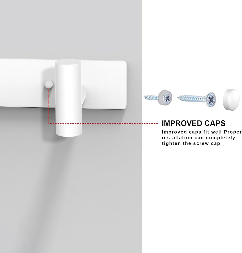 VAEHOLD Hat and Coat Wall Mount Rack - Hooks for Robes, Bags, Keys, and Towels - Bathroom Towel Hanger Organizer (White, “T“ Shape 3 Hooks 1 Pack)