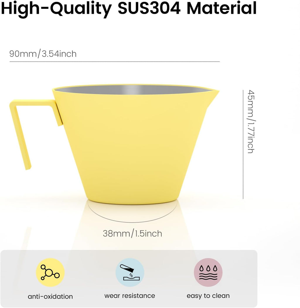MHW-3BOMBER Espresso Measuring Cup with 3 oz Sauce Cup Espresso Shot Cup Stainless Steel Pouring Cup for Tomato Sauce|Steak Sauce|Desserts|Beverages| (Yellow) G5740-OS