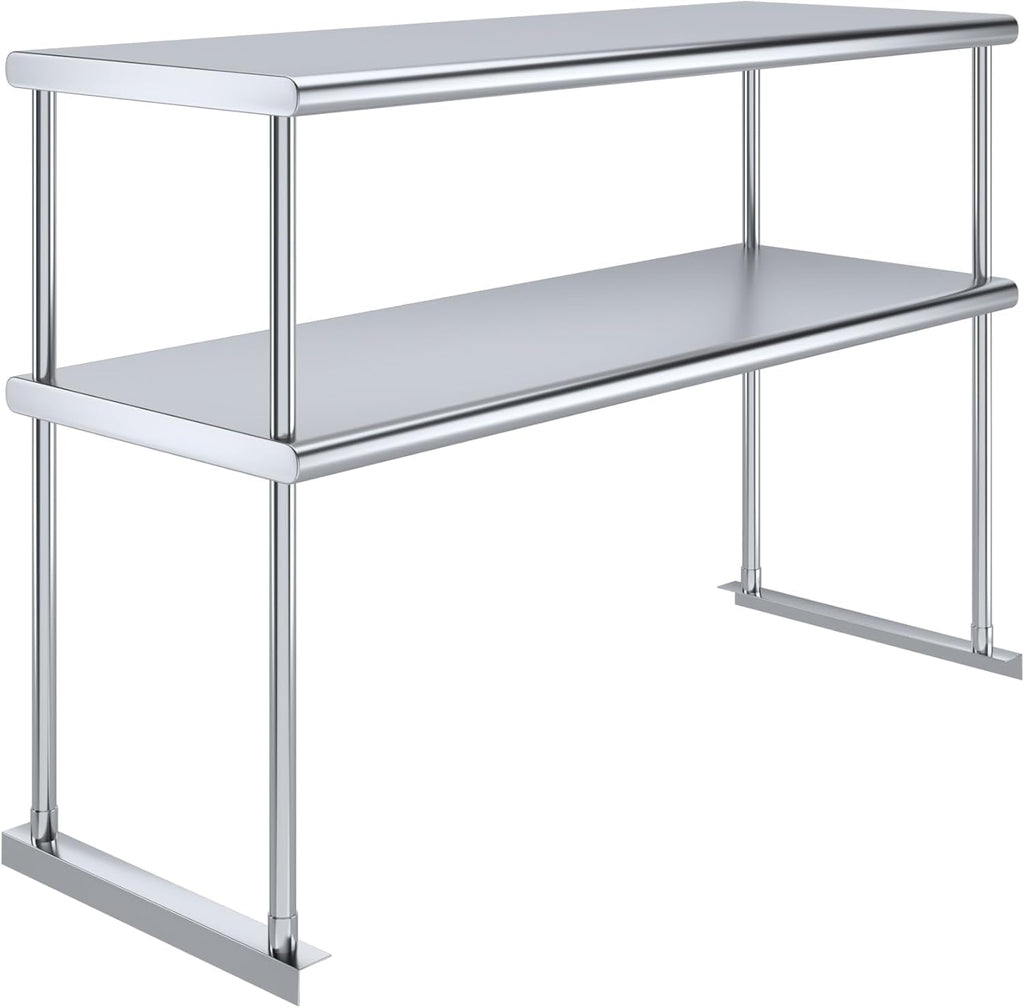 NSF Certified 18 Gauge Heavy Duty Stainless Steel Double overshelf with Brackets for Kitchens, Utility Rooms, Storage, Offices & Home