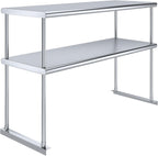NSF Certified 18 Gauge Heavy Duty Stainless Steel Double overshelf with Brackets for Kitchens, Utility Rooms, Storage, Offices & Home
