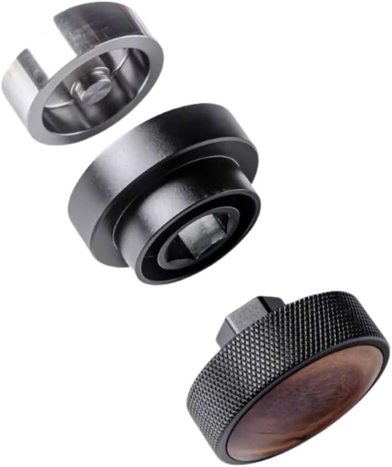 53mm Espresso Distributor, Distribution Tool Aluminum Alloy, Stainless Steel and Walnut Wood Cap, Adjustable Height Leveler for 54mm Portafilters, Espresso Coffee Accessories