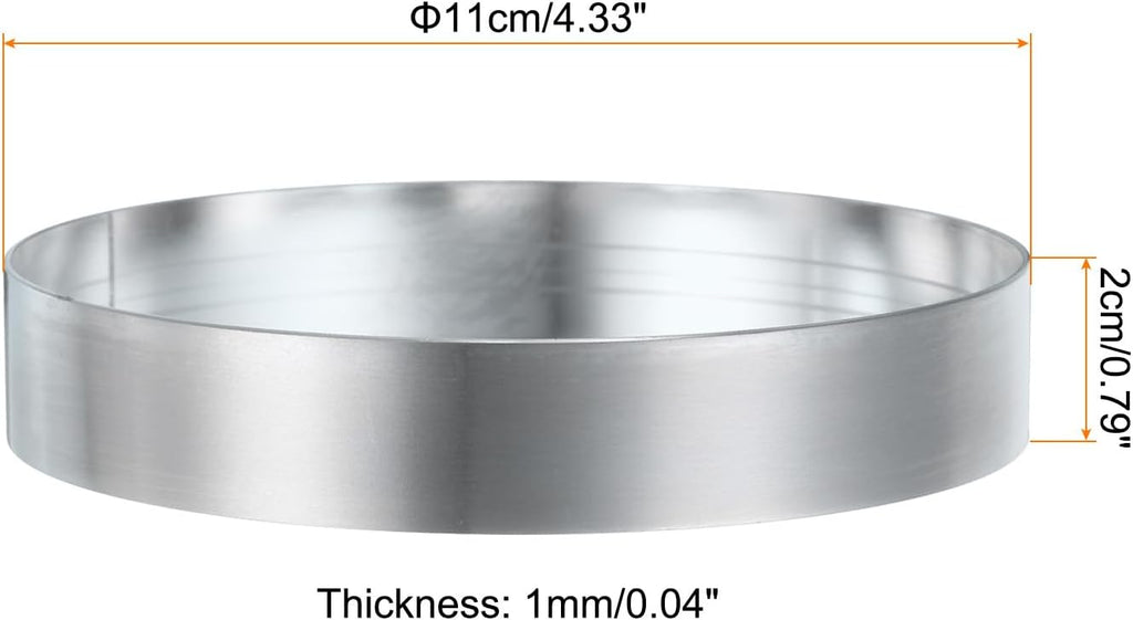 HARFINGTON Round Cake Ring 4.33 x 1 Inch Seamless Stainless Steel Pastry Mousse Dessert Ring Mirror Coating for Baking Cooking English Muffins Crumpet Making Tool